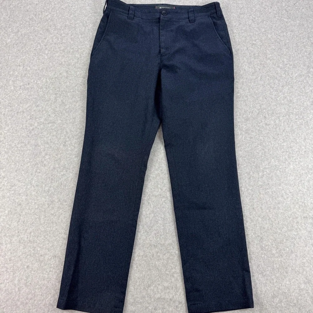 Bluffworks Gramercy Dress Pants Mens 31x29‎ Blue Slim Microfiber Travel Office